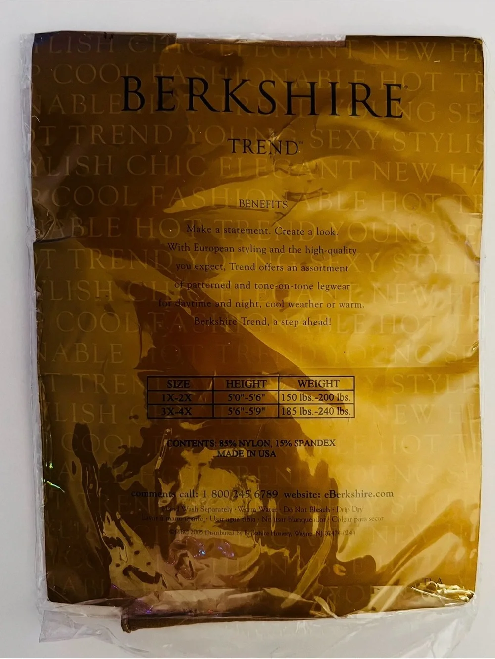 Berkshire Trend Backseam Pantyhose Size 1x-2x